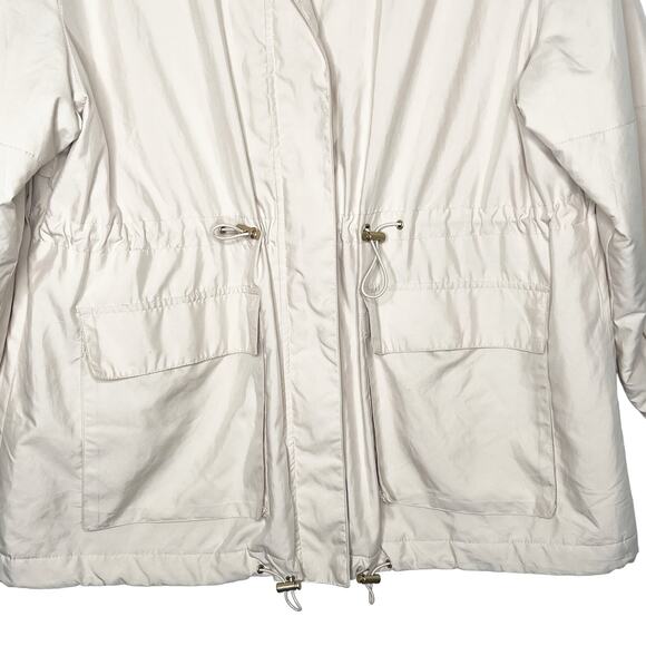 OYSHO Parka Hooded Jacket Water-Repellent Front-Zip Relaxed Fit Beige Size Small - Picture 4 of 13